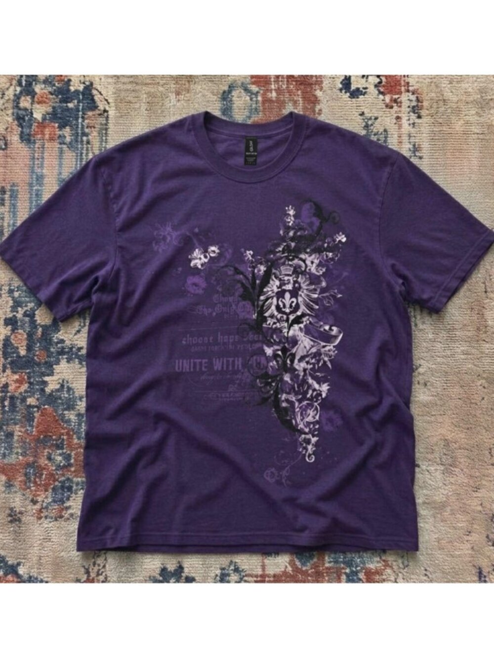 Cyber Grunge Purple Graphic Tee Shirt